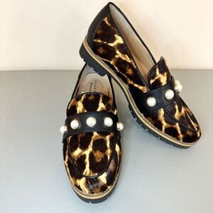 Alex Marie Garnella Calf Hair Leather Slip On Pearl Accents Loafer Women's 6M